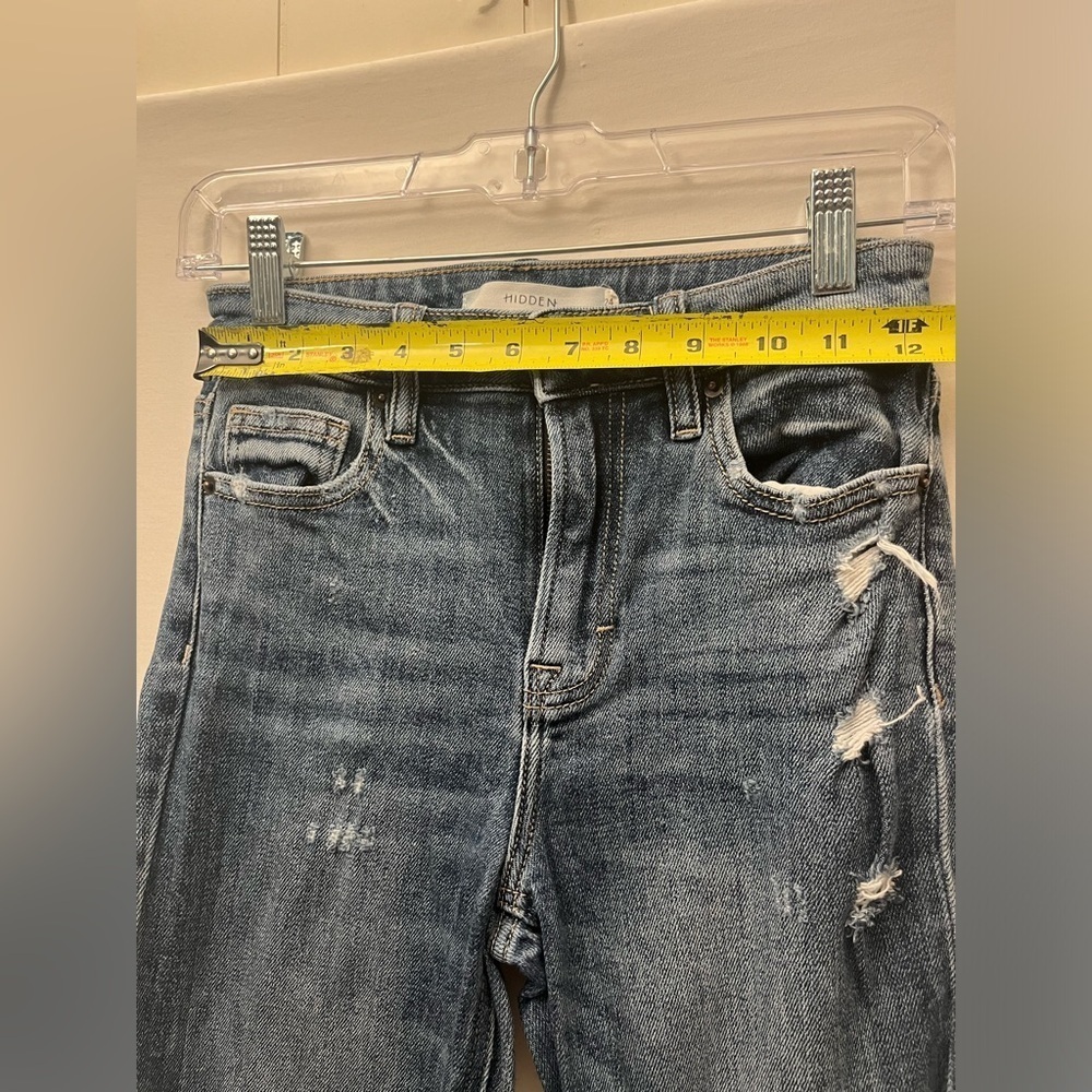 HIDDEN Distressed Flattering High Waist Ankle Straight Leg Faded Wash Jeans 24 - Picture 7 of 12